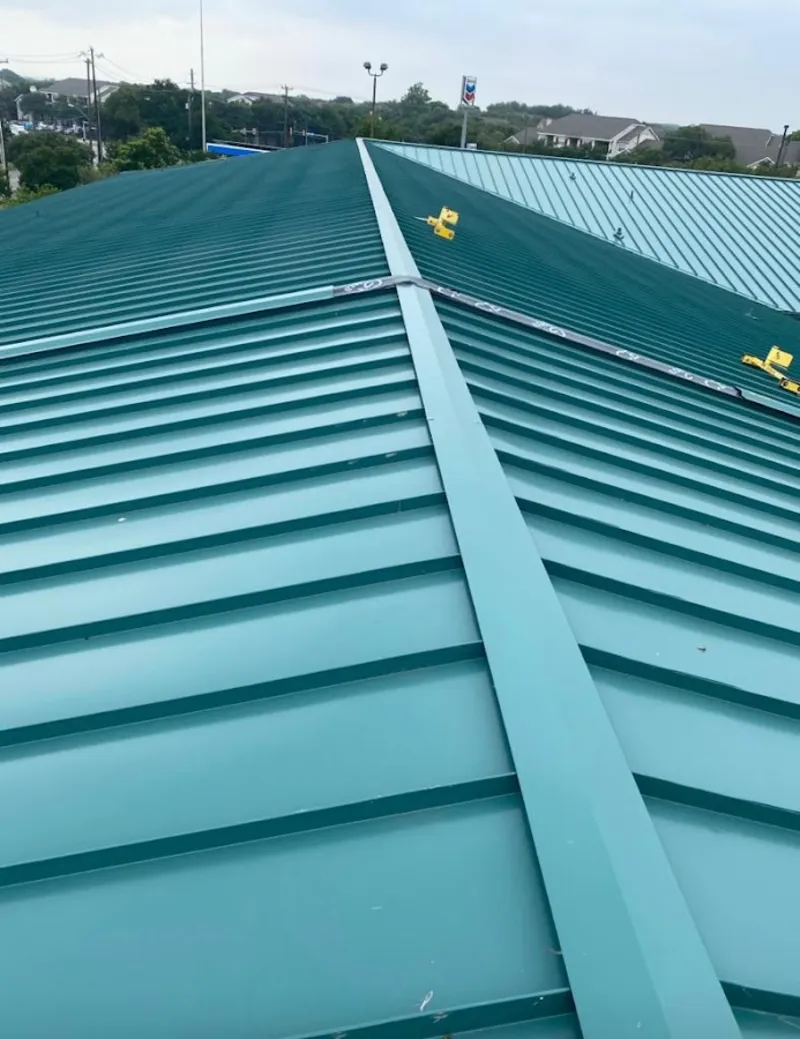 Green commercial metal roof ridge and valley for Metal Roof Repair in Enoch